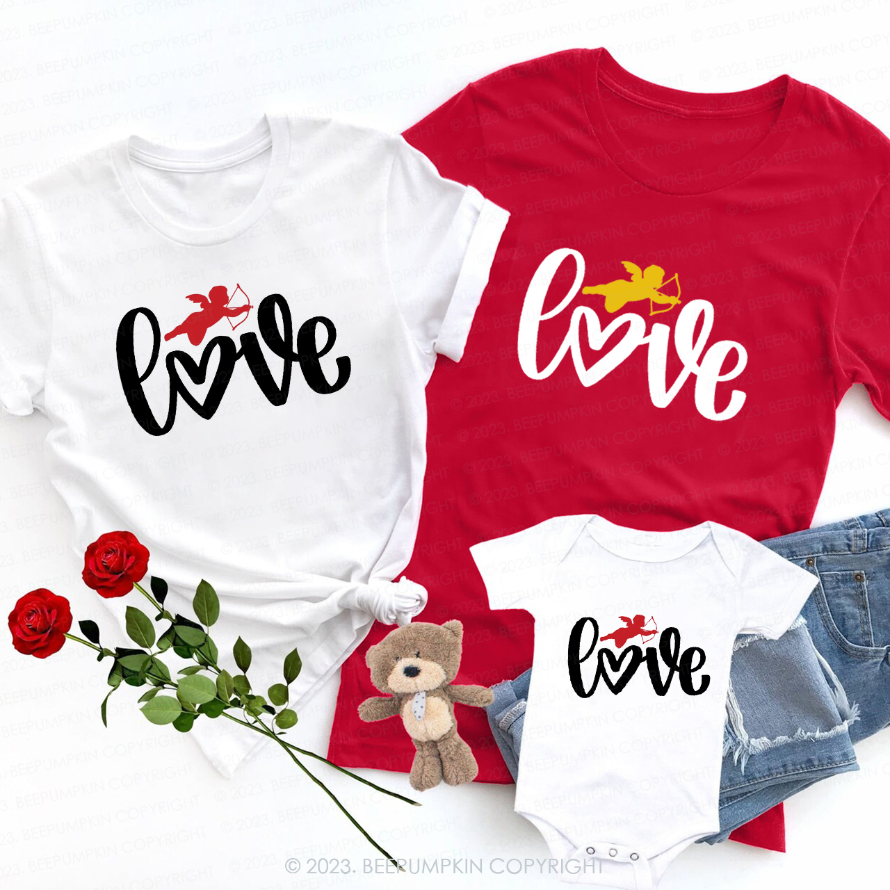 Valentine Cupid Fills the World With Love Family Matching Shirts