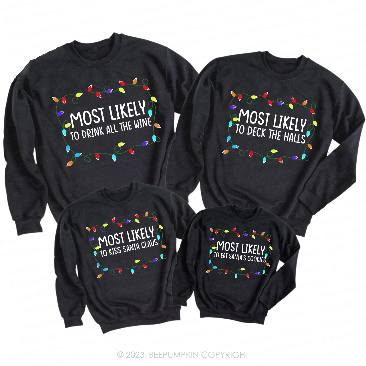 Most Likely To Christmas Funny Party Sweatshirts For Family
