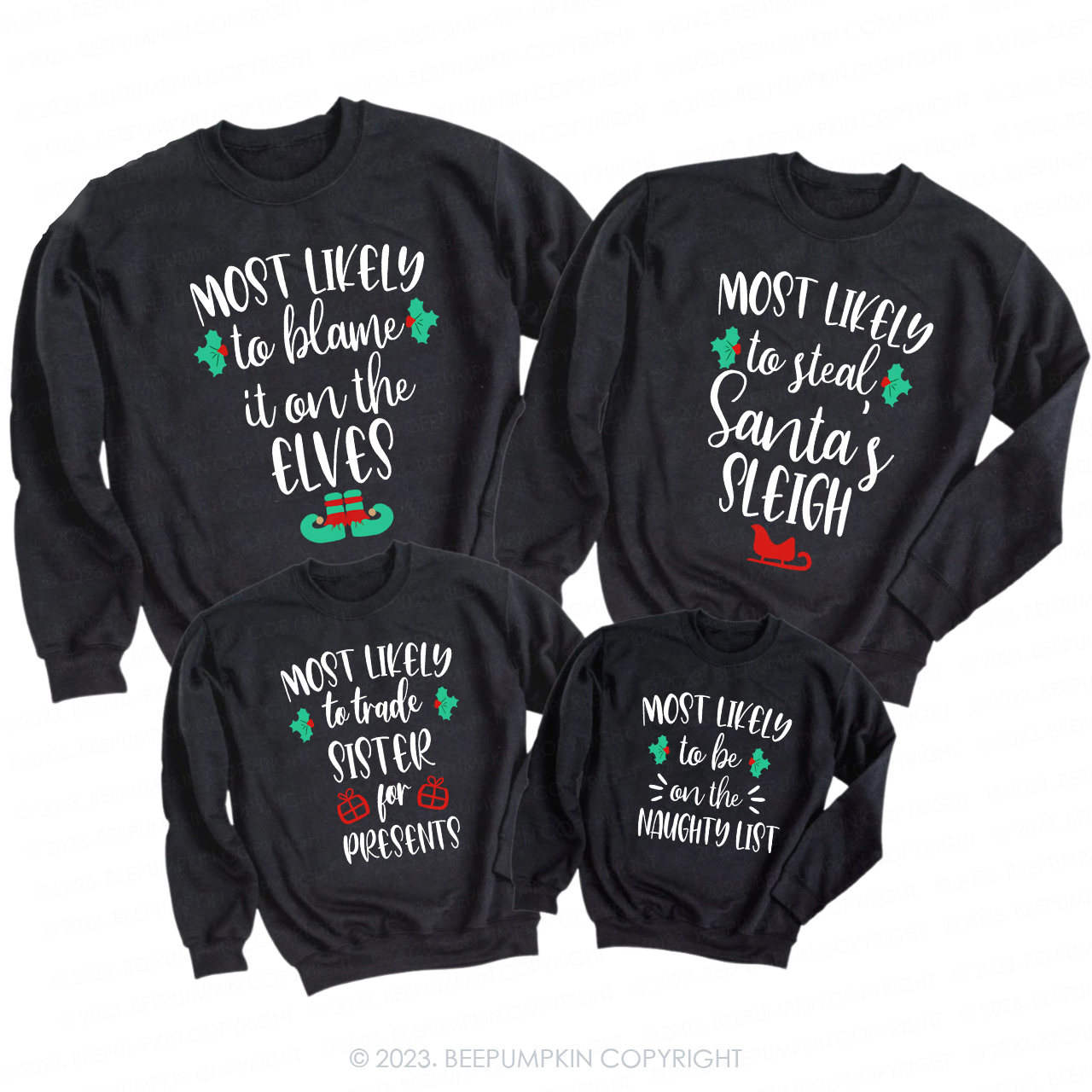 Most Likely to Get Lit Christmas Family Sweatshirts