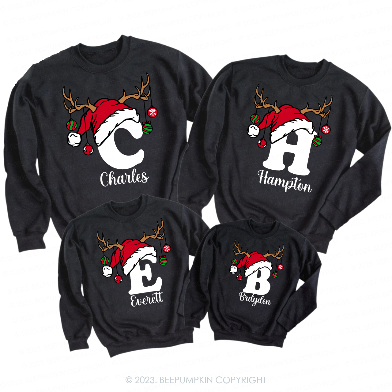Personalized Christmas Alphabet Family Matching Sweatshirts