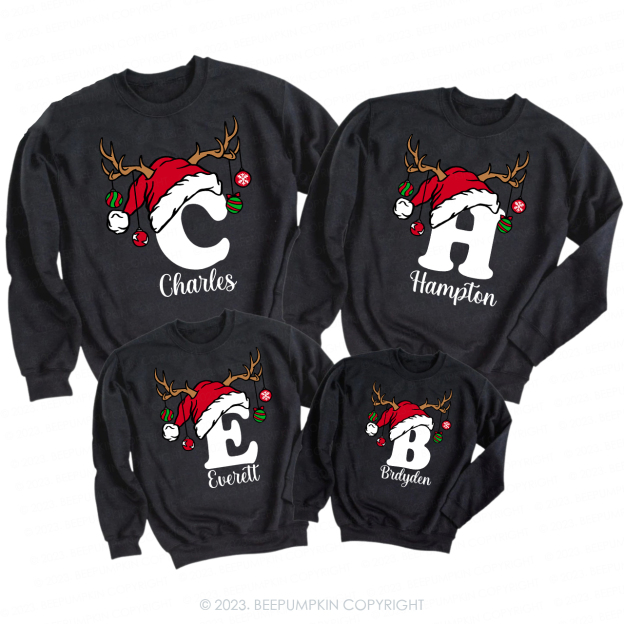 Personalized Christmas Alphabet Family Matching Sweatshirts