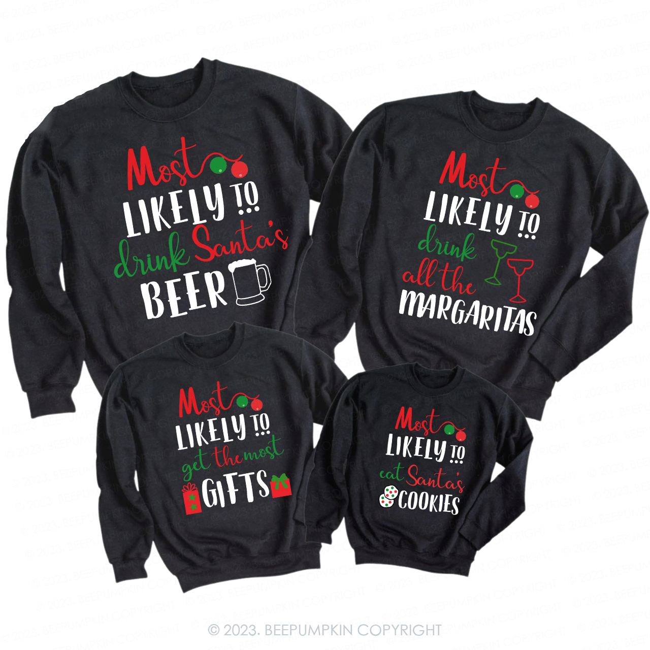 Personalized Most Likely To Christmas Funny Matching Sweatshirts