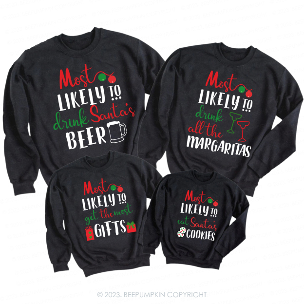 Personalized Most Likely To Christmas Funny Matching Sweatshirts