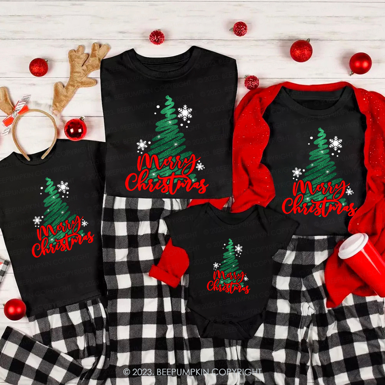 Christmas Tree Scribble Family Matching Shirts