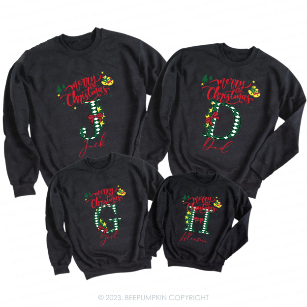Personalized Christmas Alphabet Family Sweatshirts