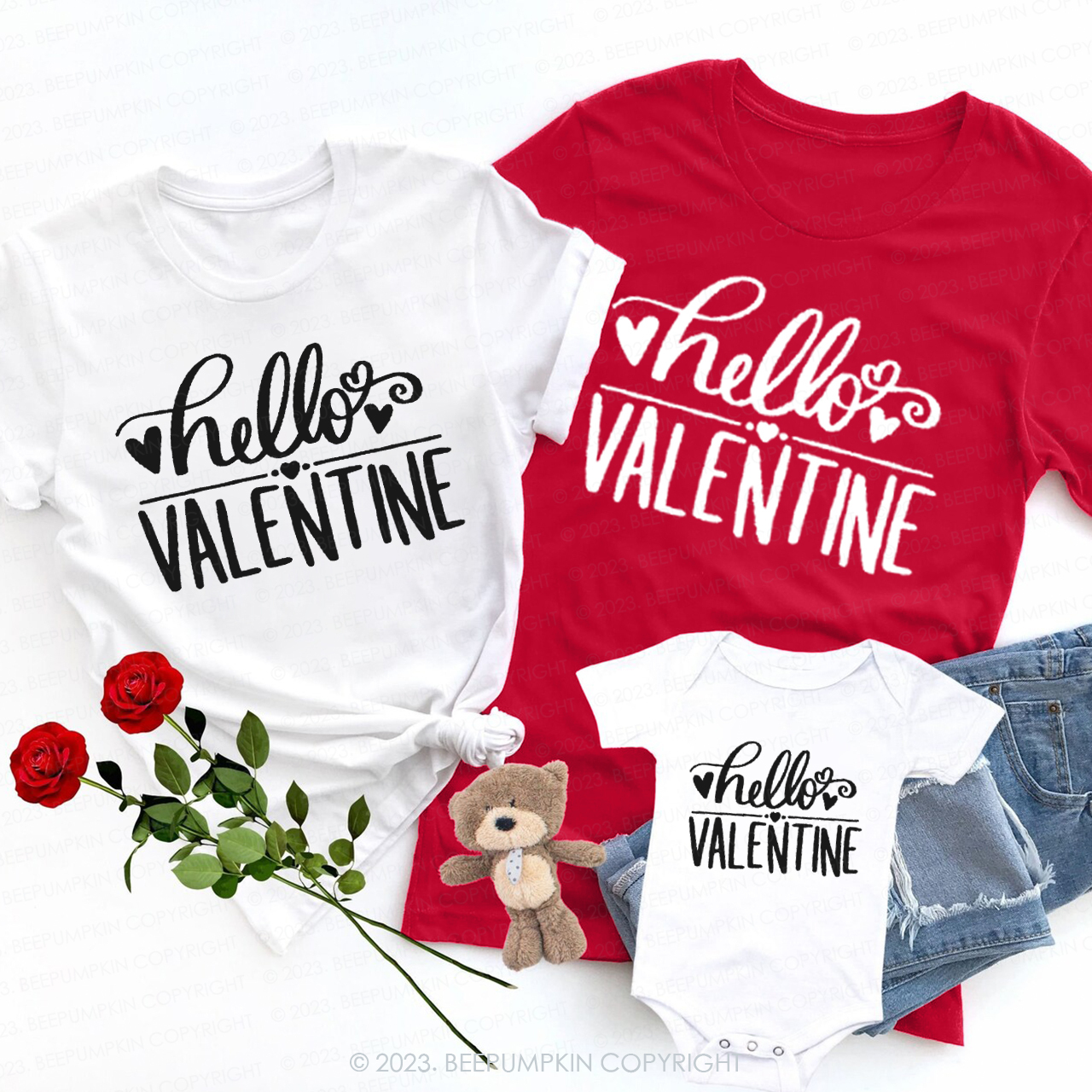 Hello Valentine Love Has No End Family Matching Shirts