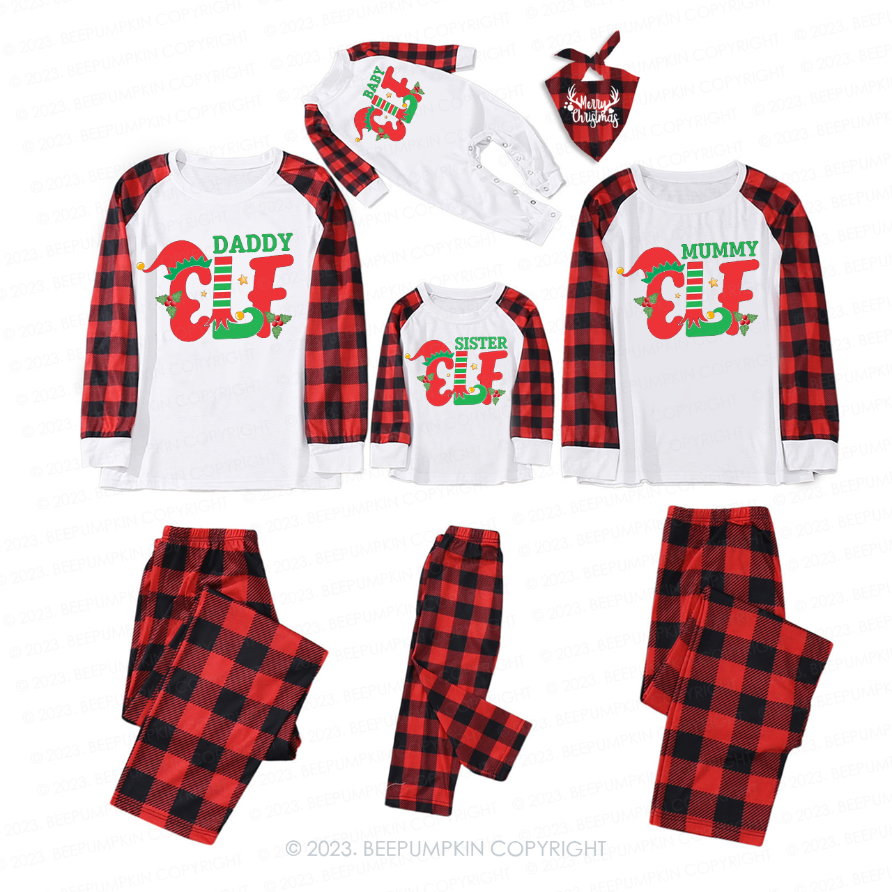 Personalised Cute Elf Christmas  Eve Family Matching Pajamas