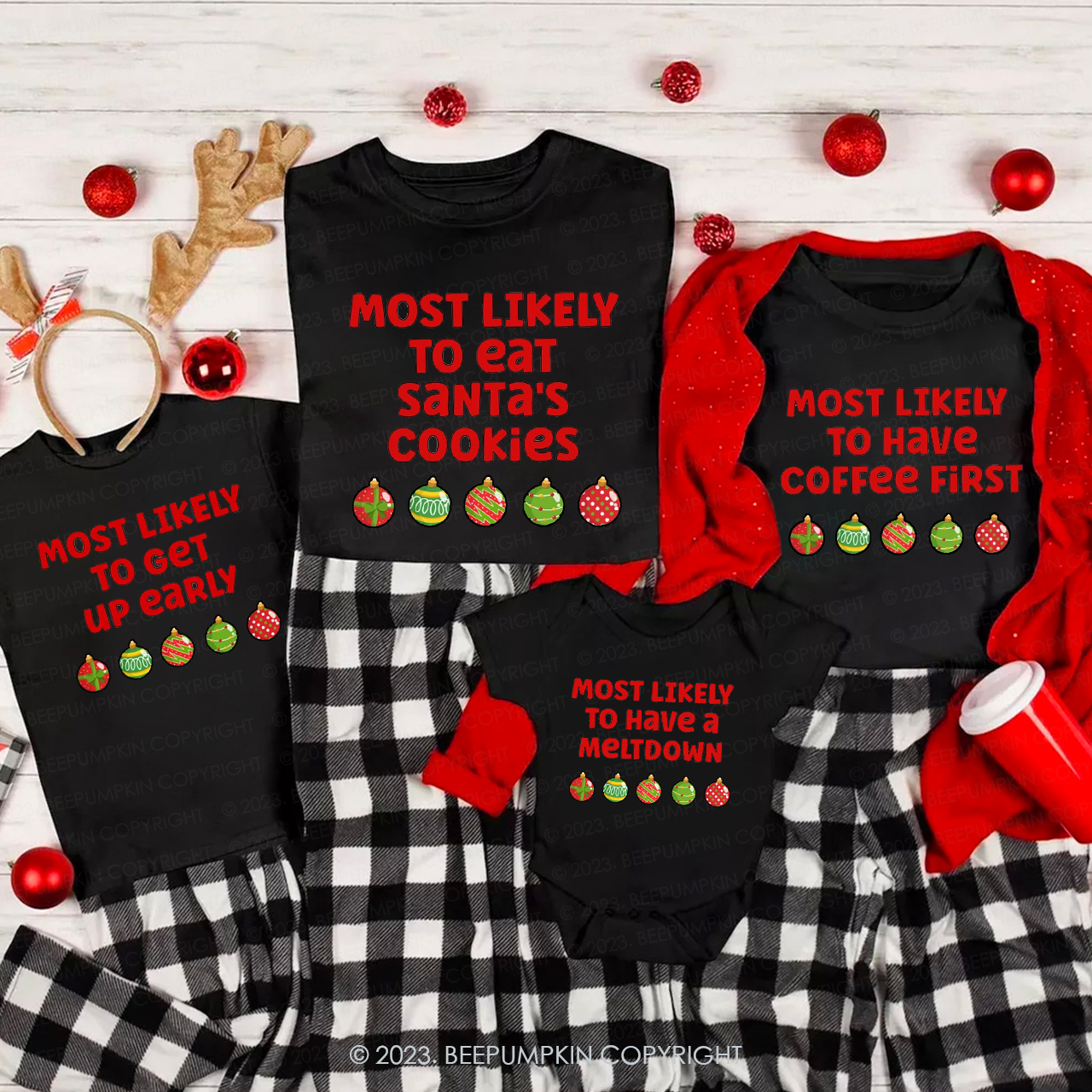 Personalized Most Likely To Funny Christmas Holiday Matching Shirts