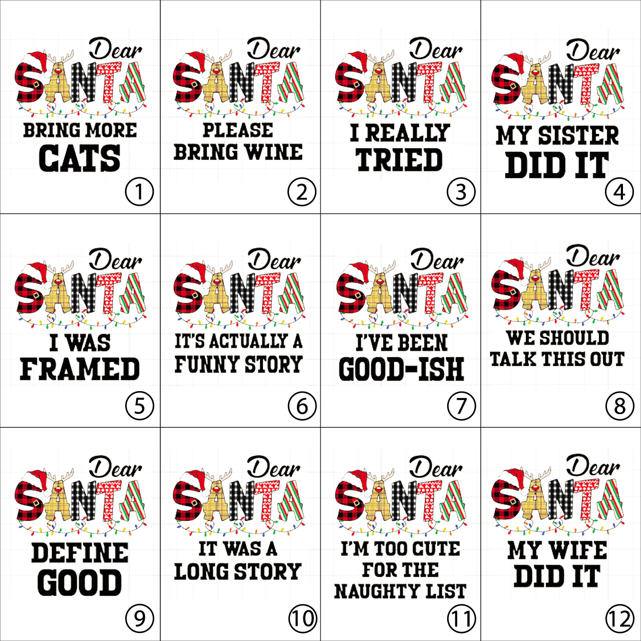 Dear Santa Spelling Design Christmas Matching Shirts