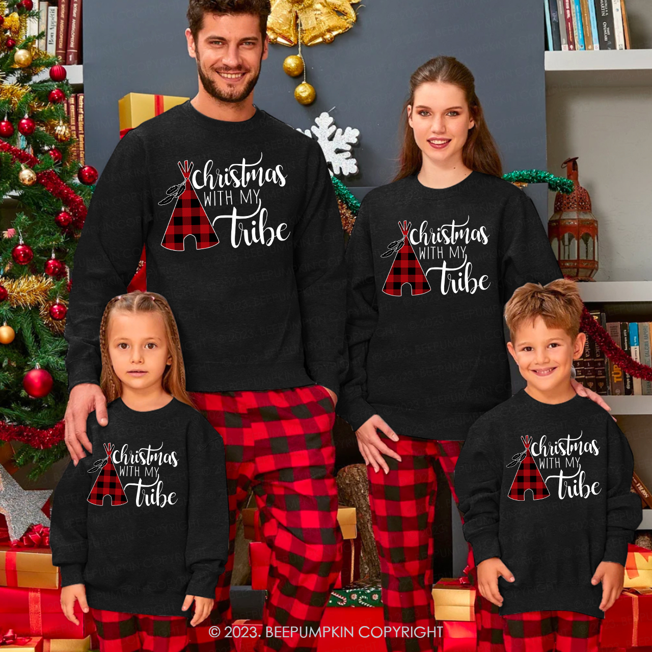 Christmas With My Tribe Family Matching Sweatshirts