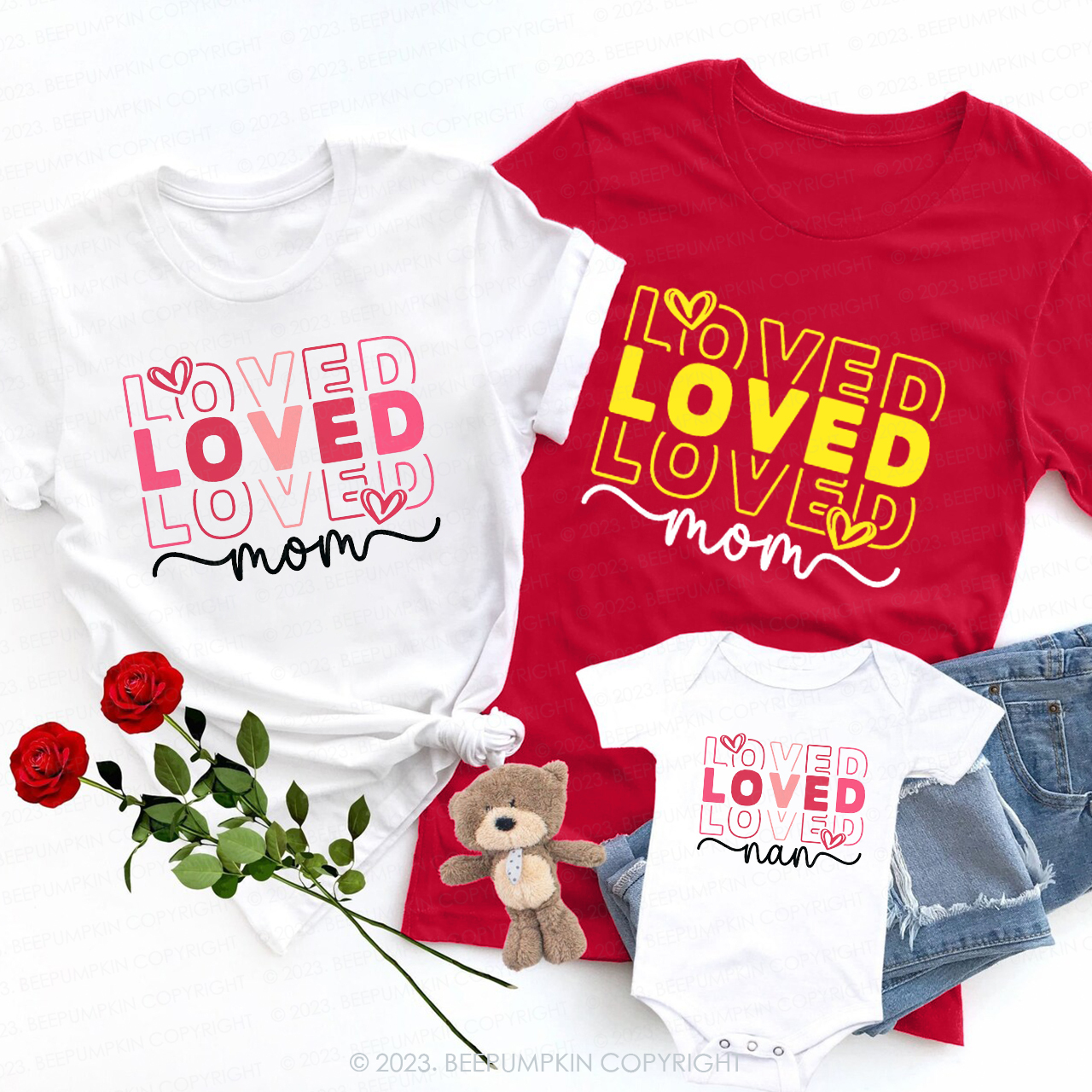 Loved Mom Valentine Family Matching Shirts