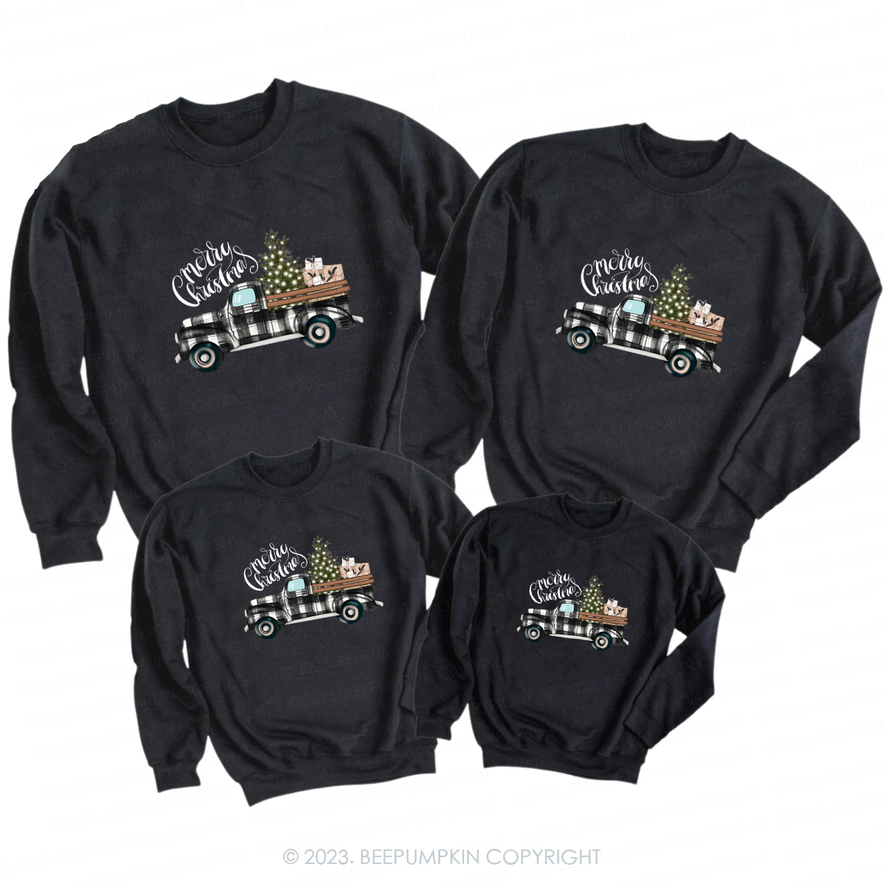 Christmas Tree&Truck Family Matching Sweatshirts