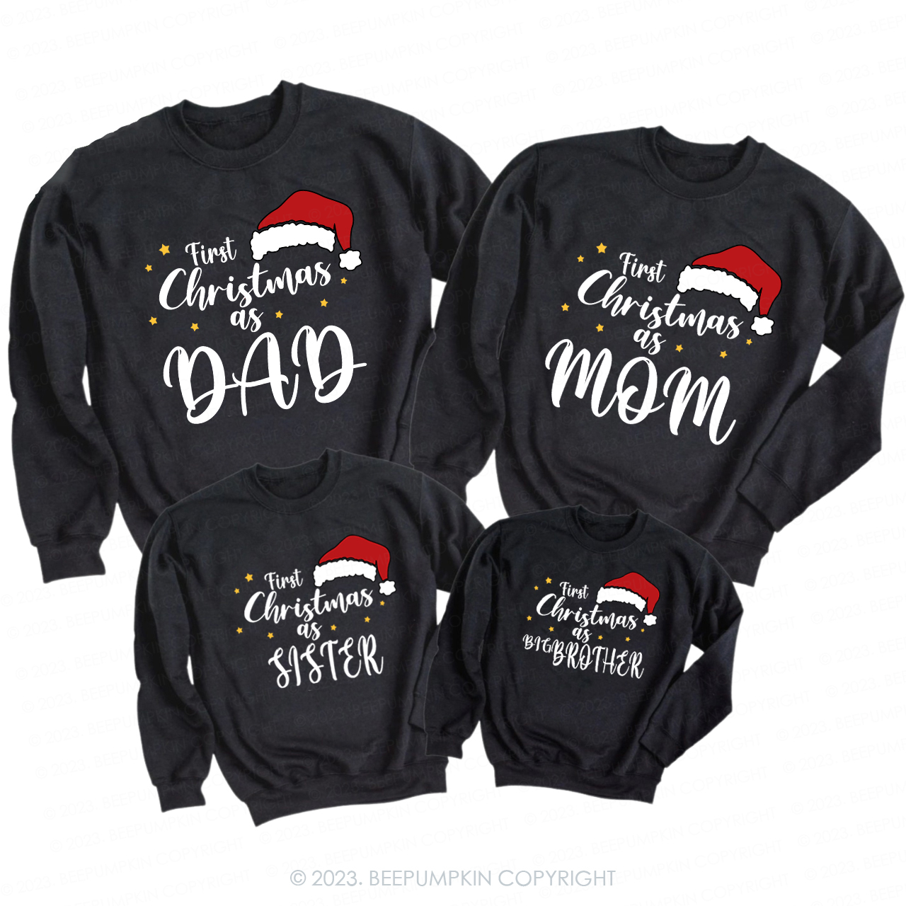Custom First Christmas As Family Matching Sweatshirts
