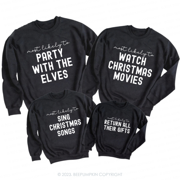 Family Christmas Shirts Most Likely To Funny Party Sweatshirts