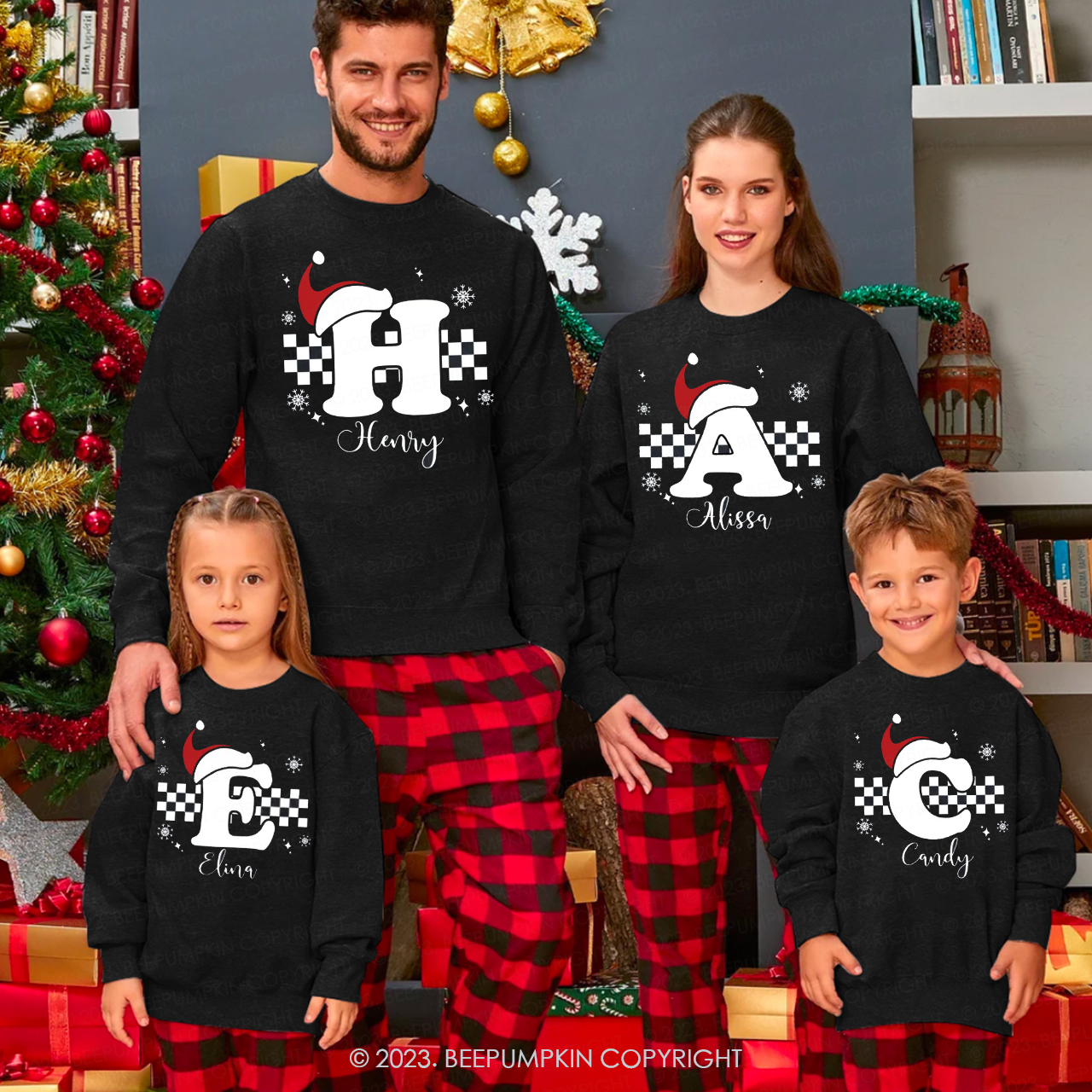 Custom Monogrammed Christmas Family Matching Sweatshirts