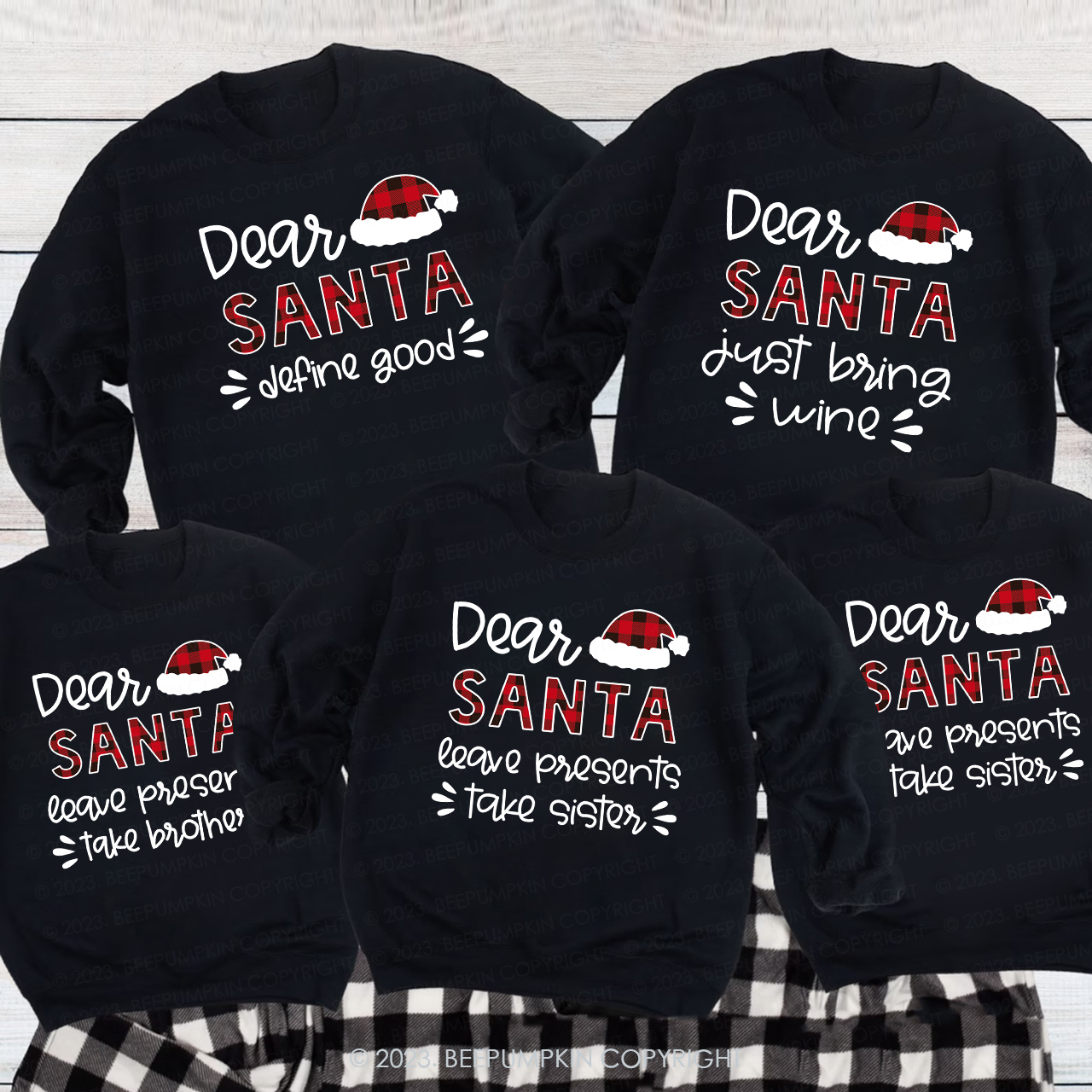 Dear Santa Hat Funny Sweatshirts For Family