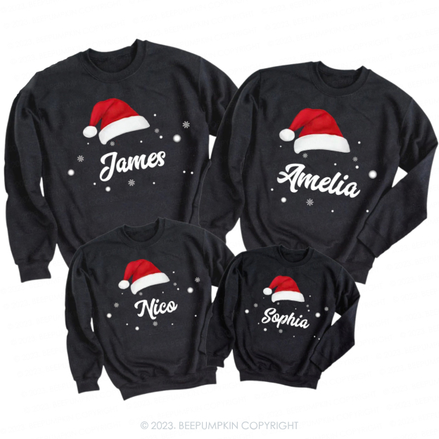 Custom Hat Christmas Family Matching Sweatshirts