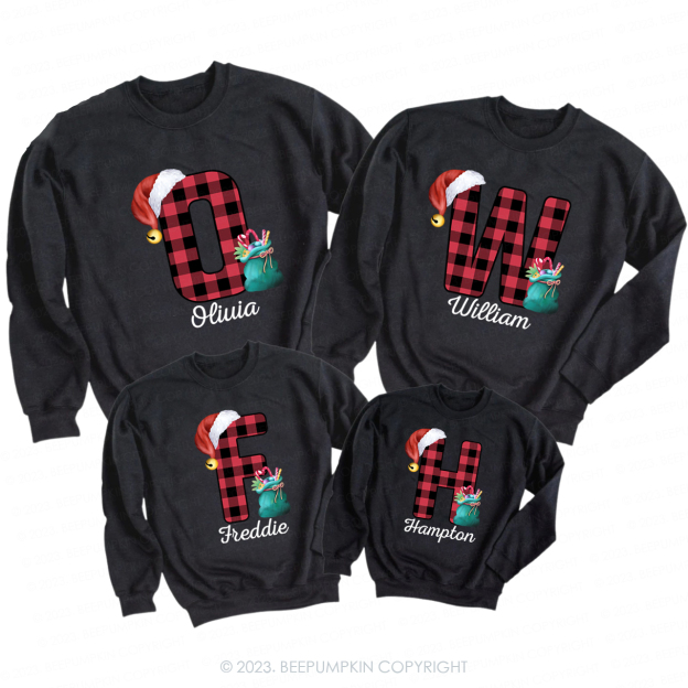 Funny Monogrammed Christmas Family Matching Sweatshirts