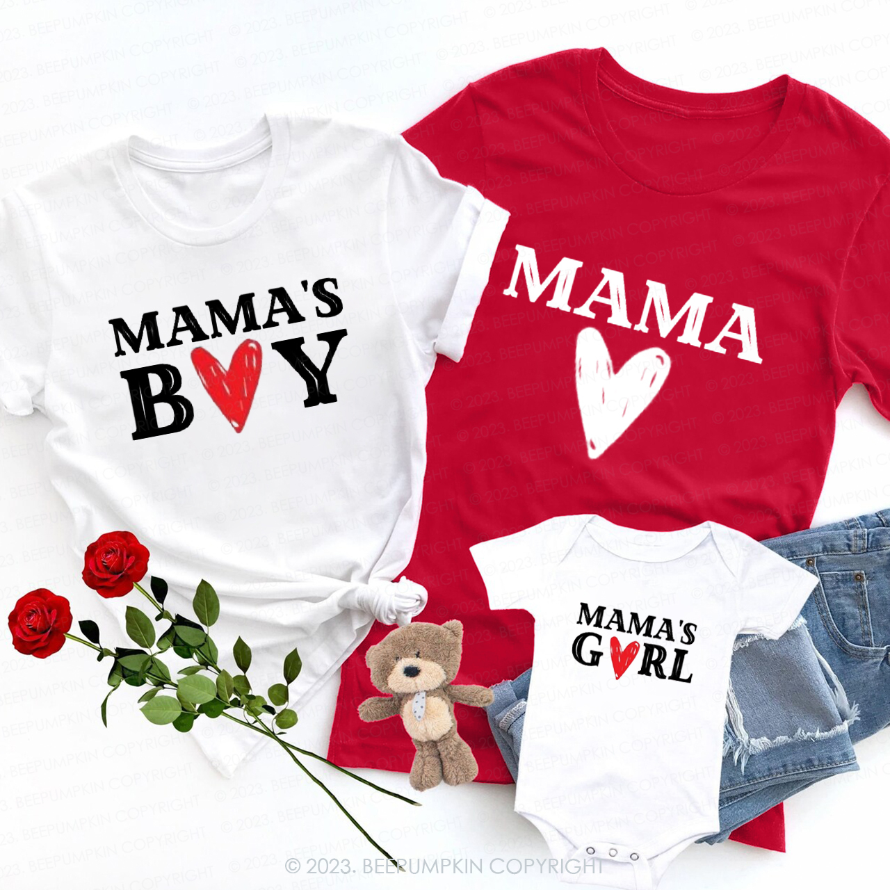 Mama and Mama's Boy Valentine Family Matching Shirts