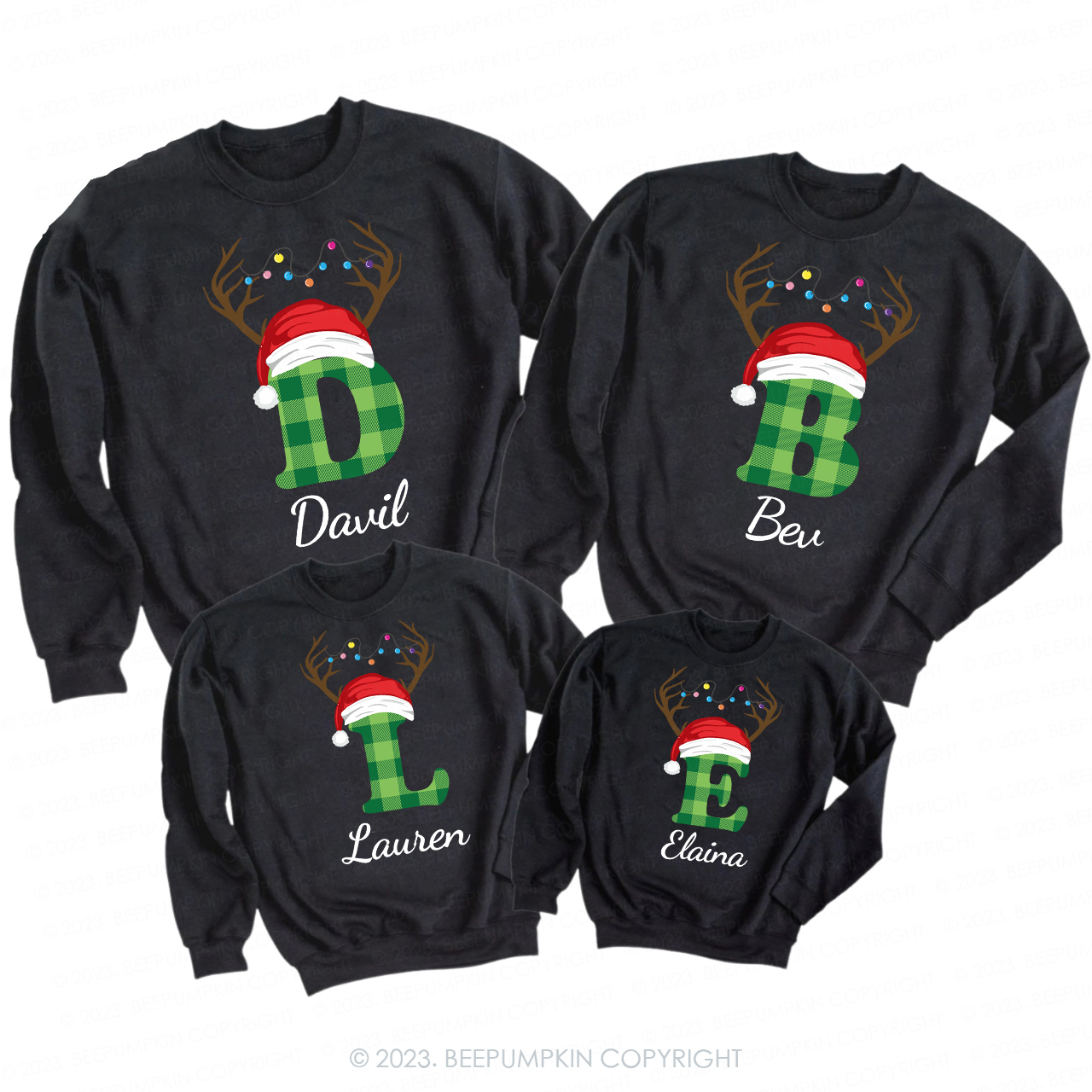 Personalized Monogrammed Christmas Family Matching Sweatshirts