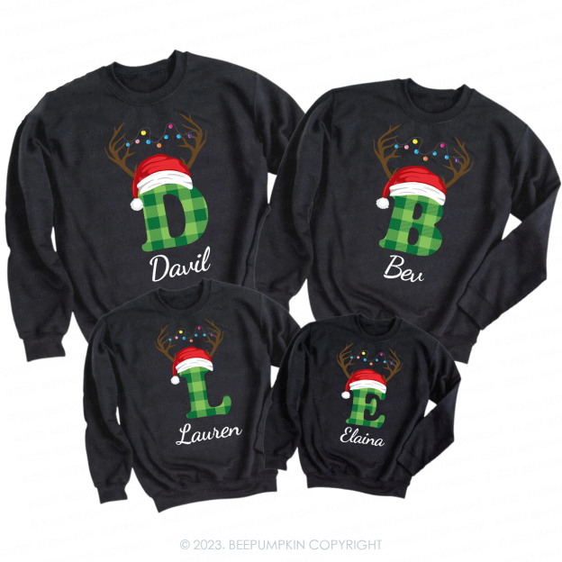 Personalized Monogrammed Christmas Family Matching Sweatshirts