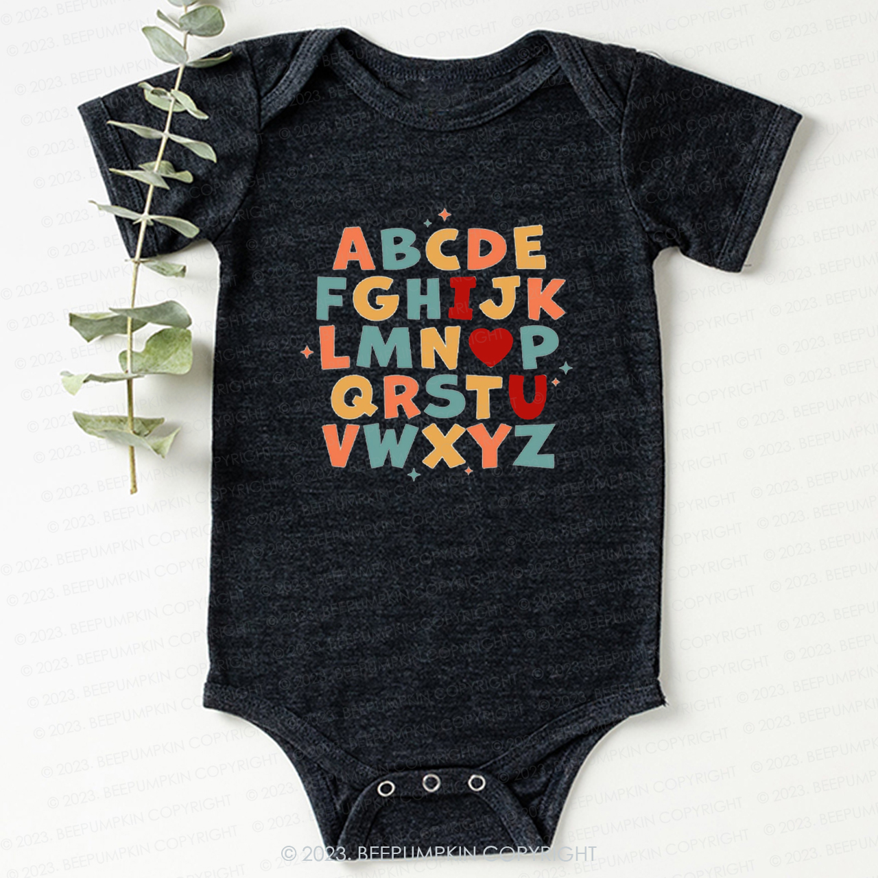 Alphabet I Love You Natural Bodysuit For Baby