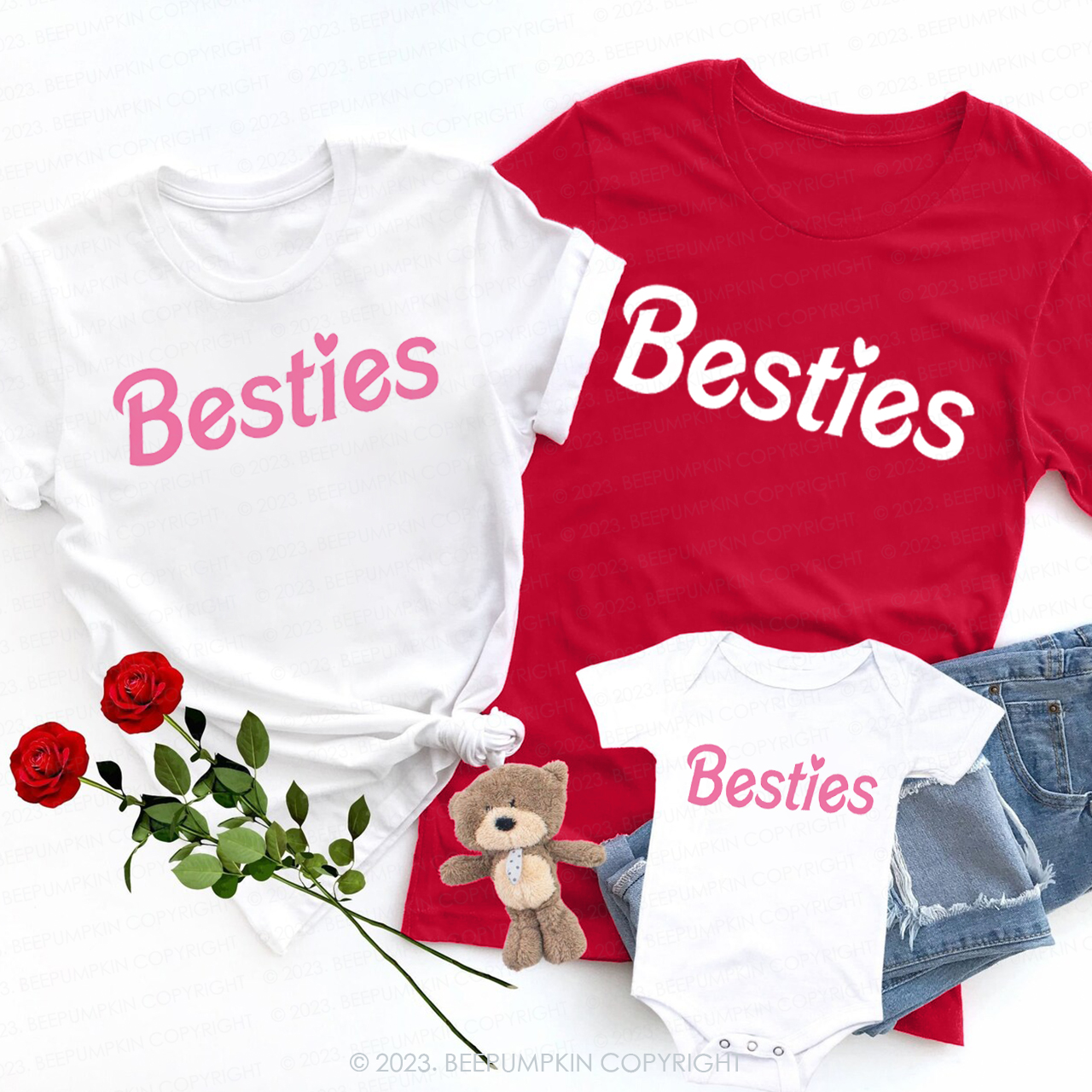 Besties Valentines Day Best Gift Family Matching Shirts