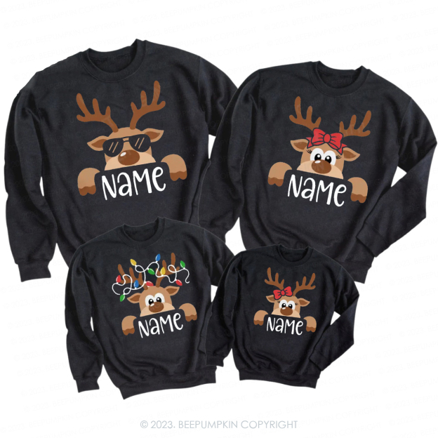 Personalized Cute and Funny Moose Christmas Family Sweatshirts