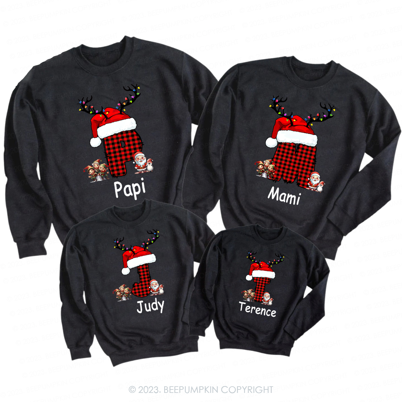 Monogrammed Family Customized Name Christmas Matching Sweatshirts