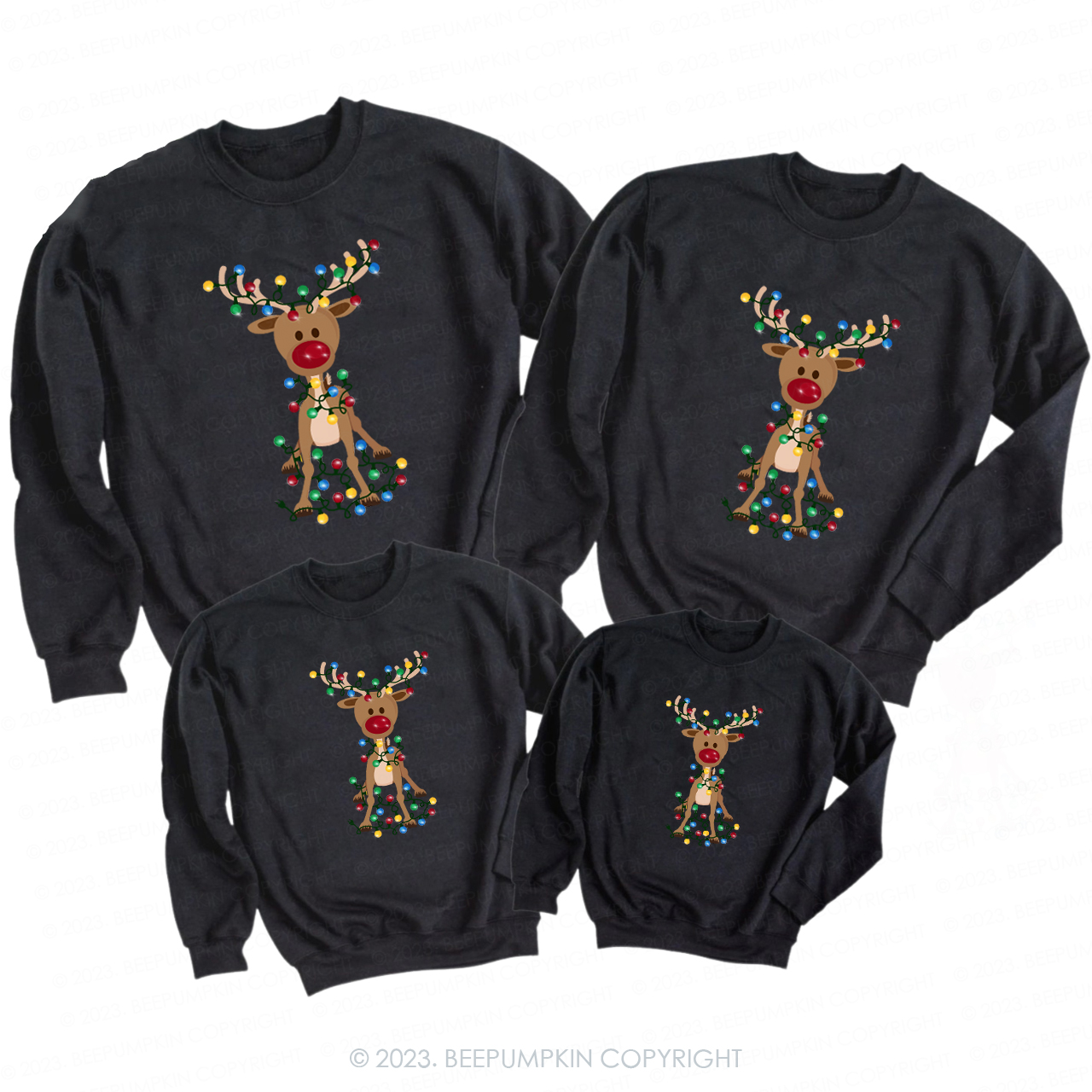 Chrismas Adorable Reindeer Classic Family Sweatshirt