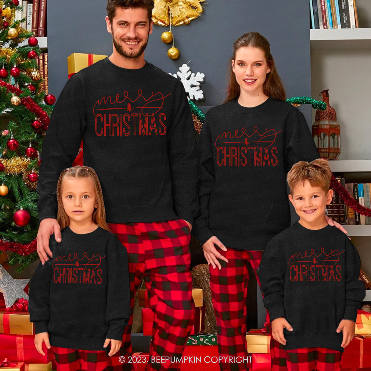 Christmas Simple Drawing Sweatshirt For Family