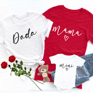 Image of Customized Name Valentine's Day Family Matching Shirts