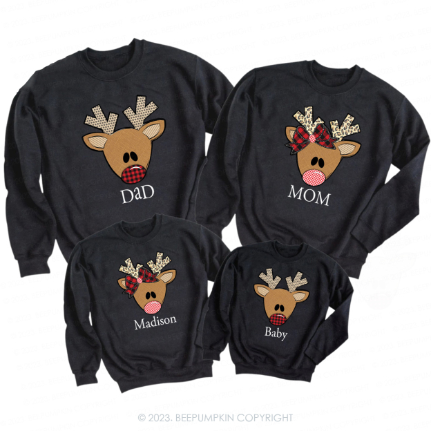 Big Nose Reindeer Christmas Family Matching Sweatshirt