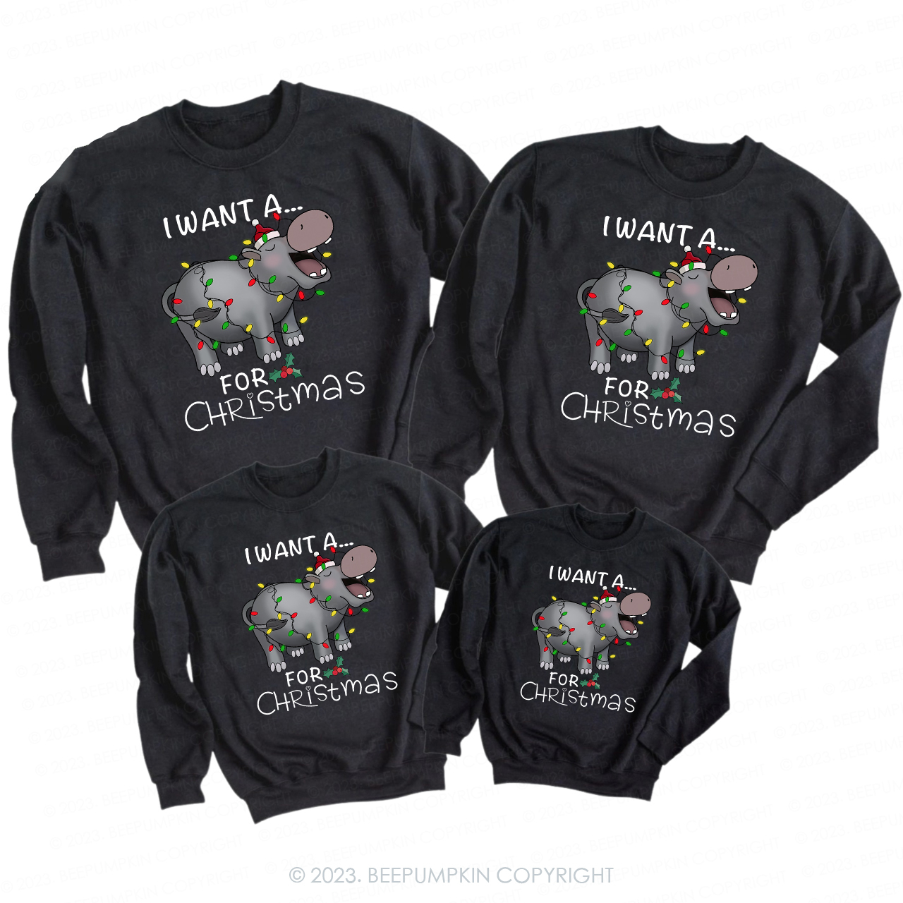 I Want a Rhino for Christmas Matching Family Sweatshirt