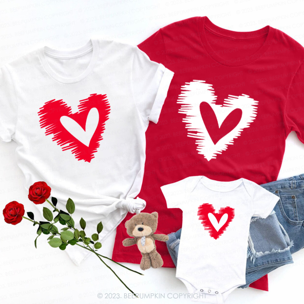 Heart Brush Valentines Day Matching Shirts
