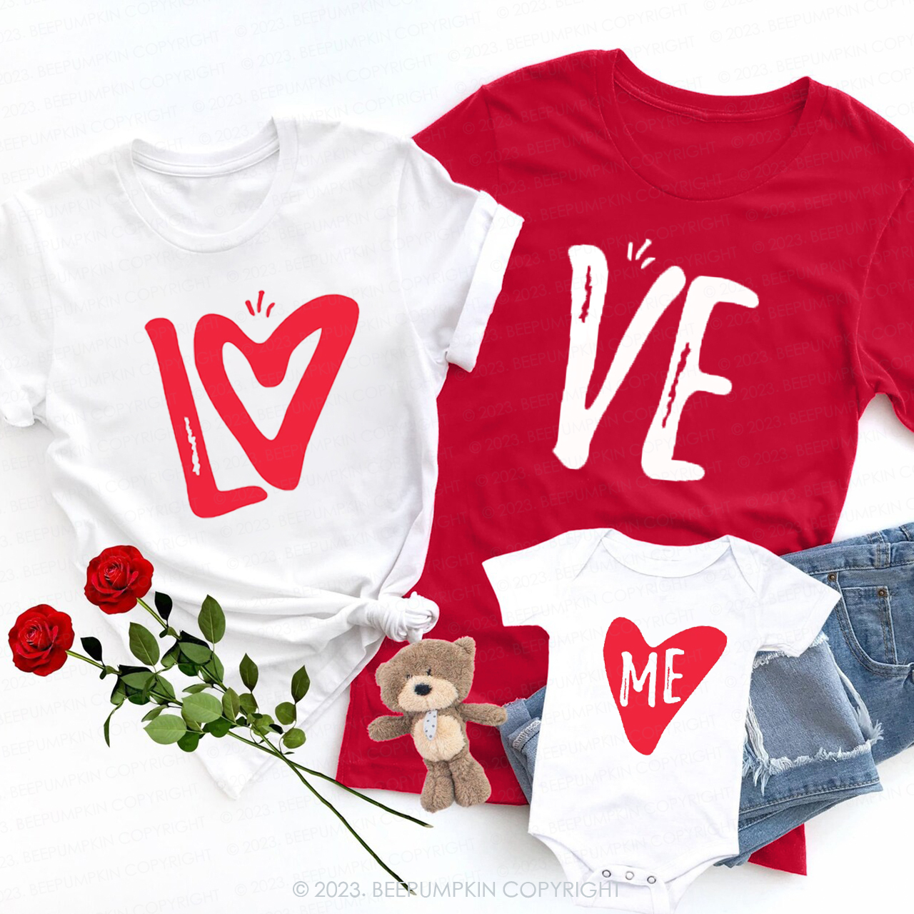 My First Valentine's Day Outfit Mom Dad Baby Matching Shirts