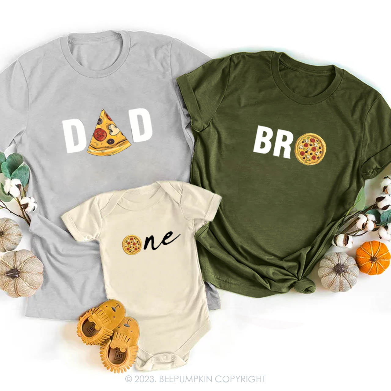  Pizza Theme Birthday Party Family Matching T-shirt