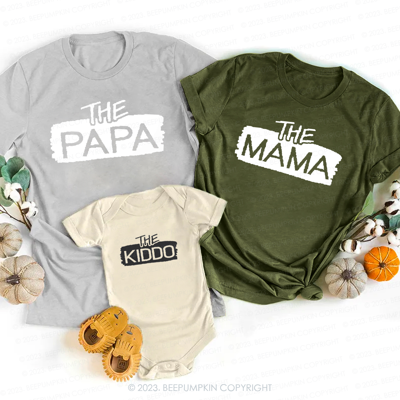  Funny PAPA MAMA KIDDO Family Matching T-shirt