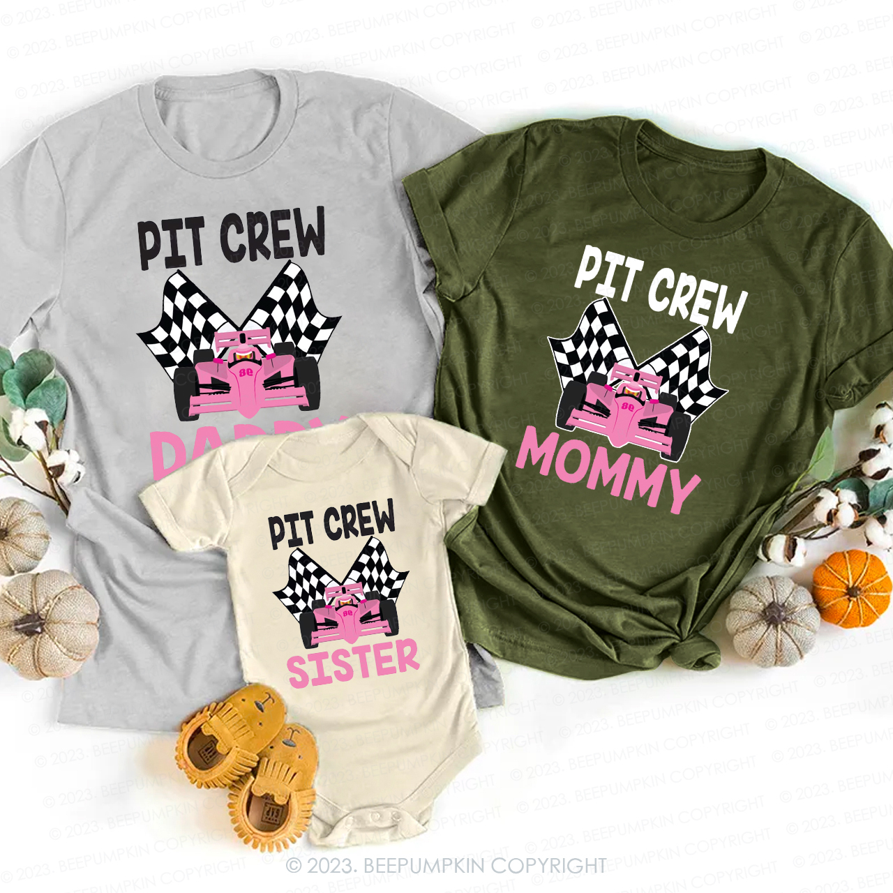 Family Race Car Pit Cew Birthday Matching Shirts