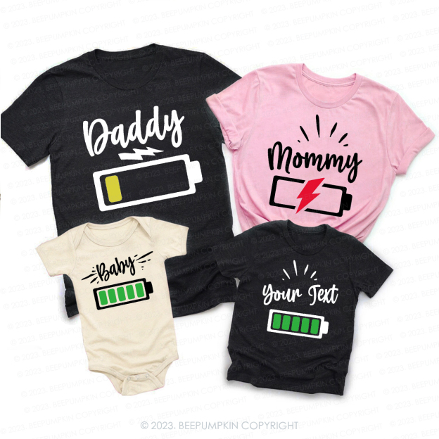 Empty Battery Life Family Matching Tees
