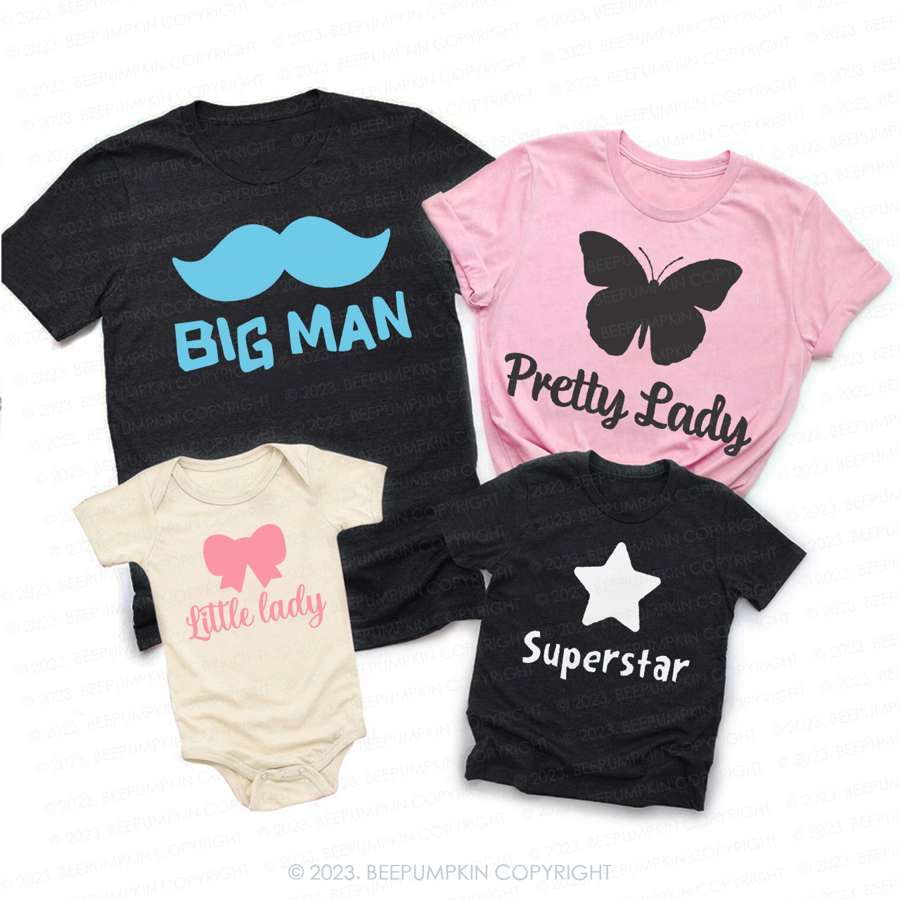 Personalized Pretty Lady & Superstar Family Matching T-shirts