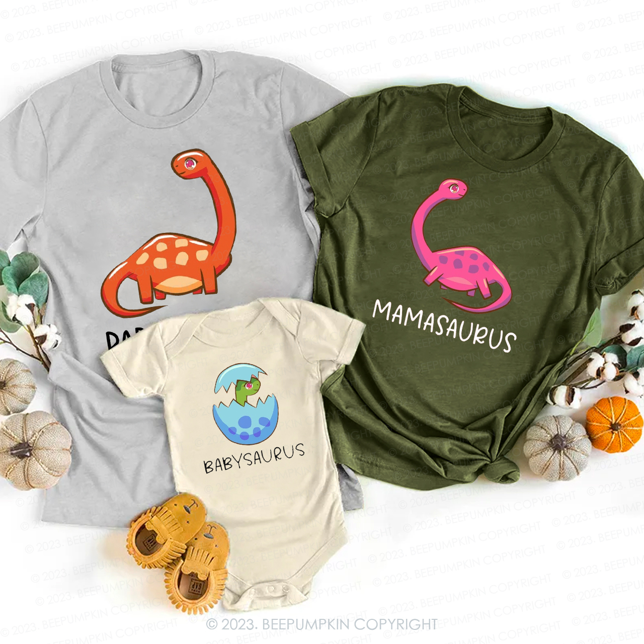 Personalized Cute Birthday Dinosaur Matching Family T-shirts