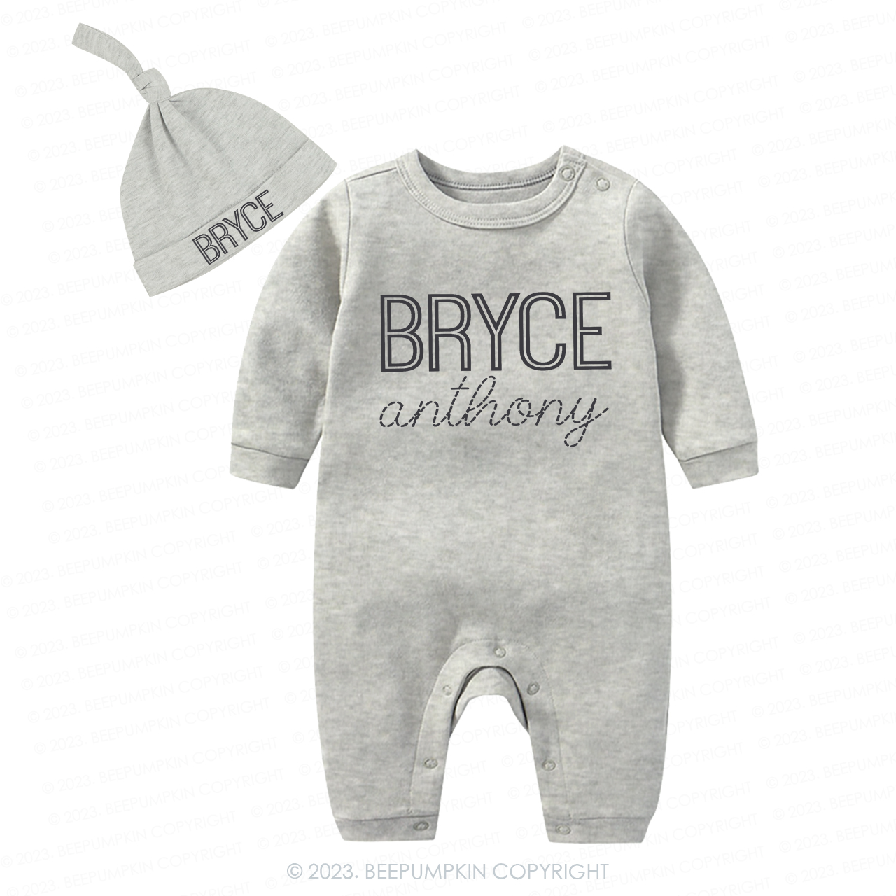 Personalized Name Gender Romper Hat Set