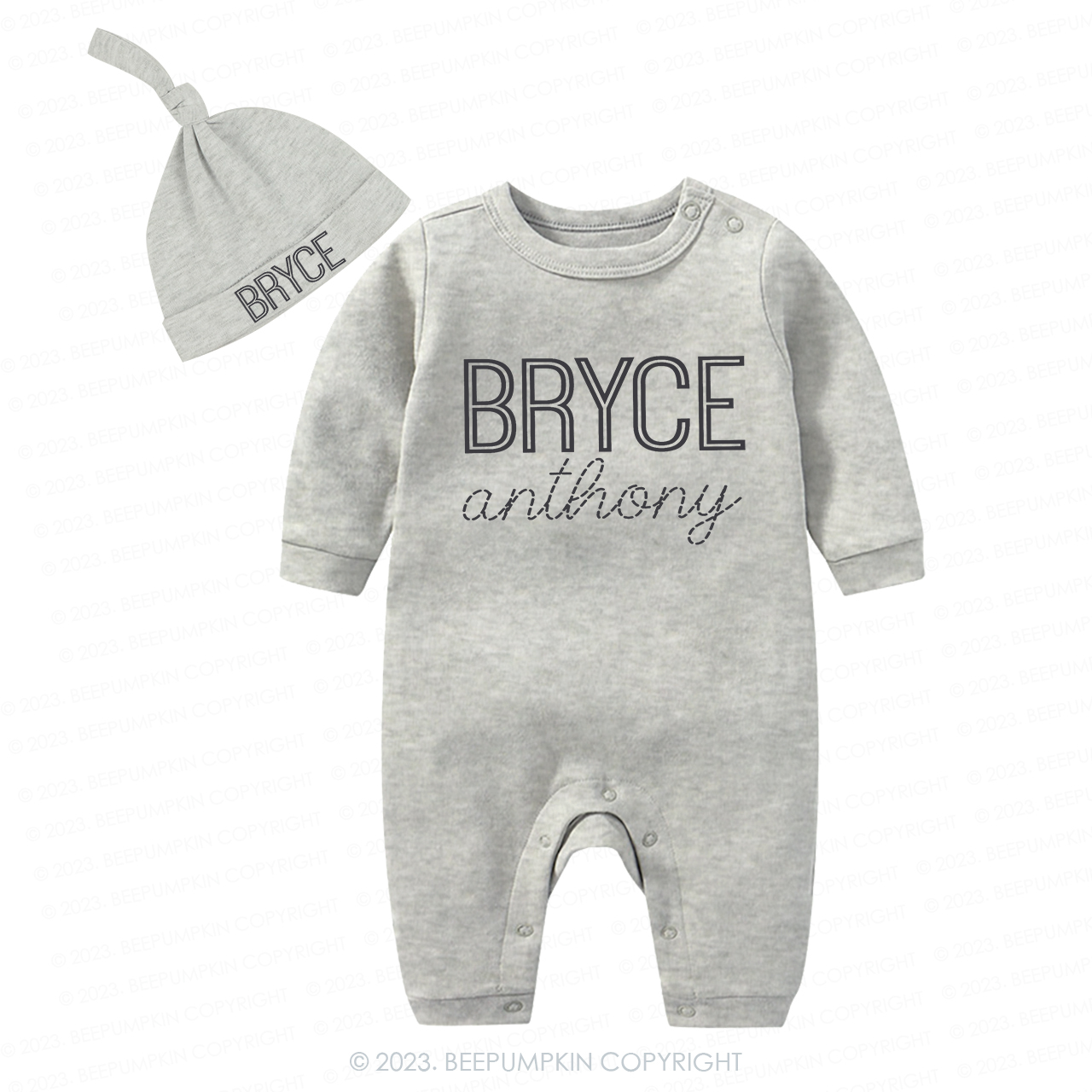 Personalized Name Gender Romper Hat Set