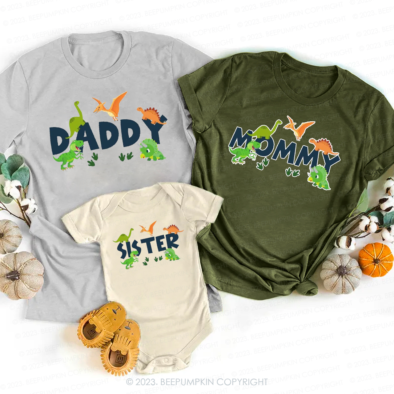 Custom Dinosaur Name Family Trex Matching T-Shirts