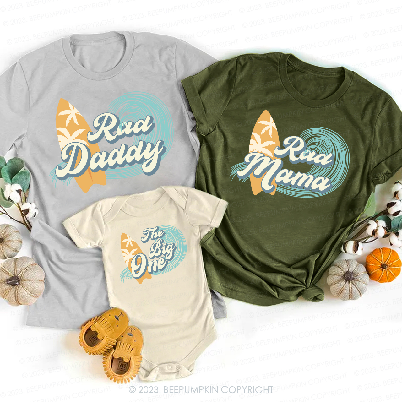 Ocean Wave Surf Matching Family Birthday Shirt 