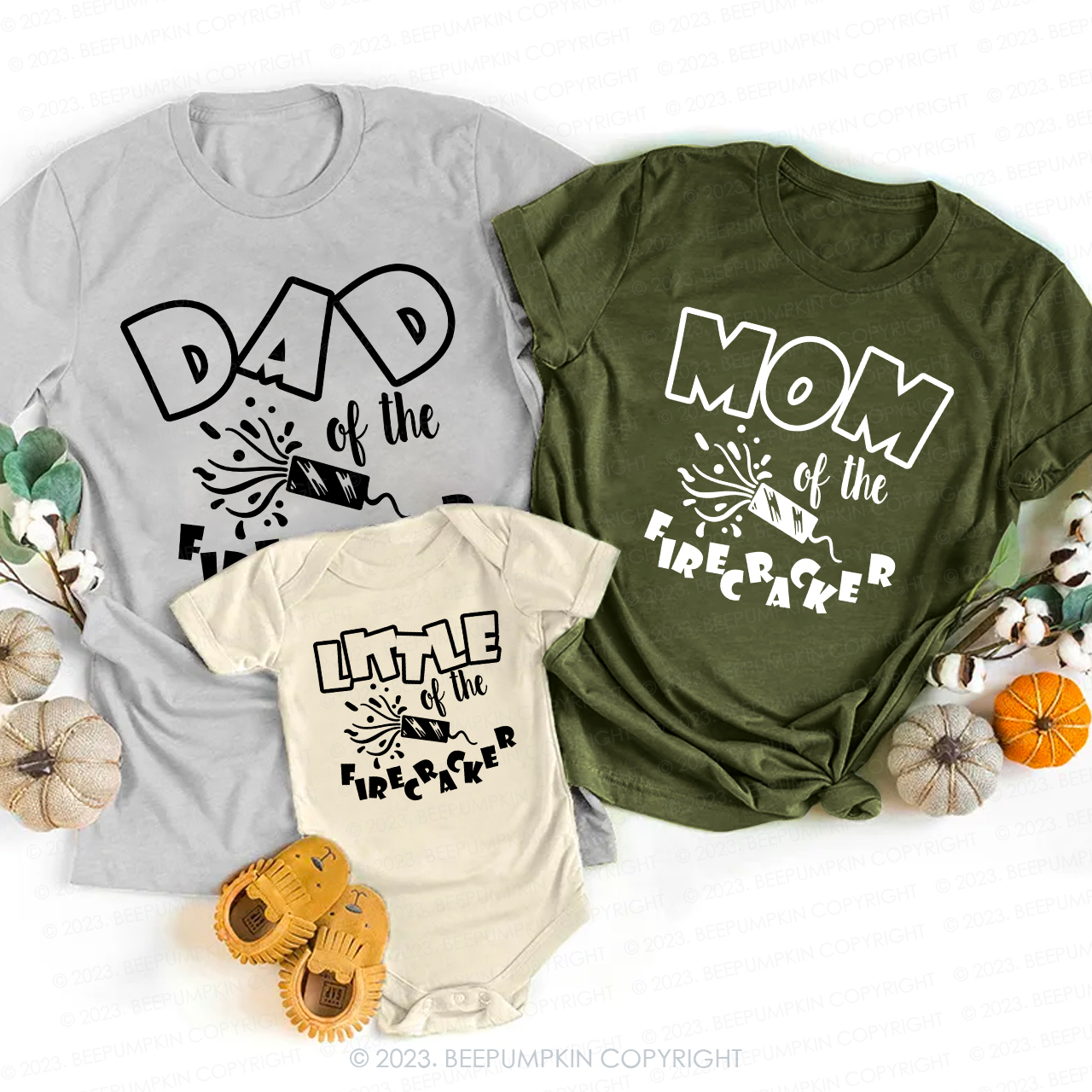 Personalized Family Firecracker Birthday Crew Shirts