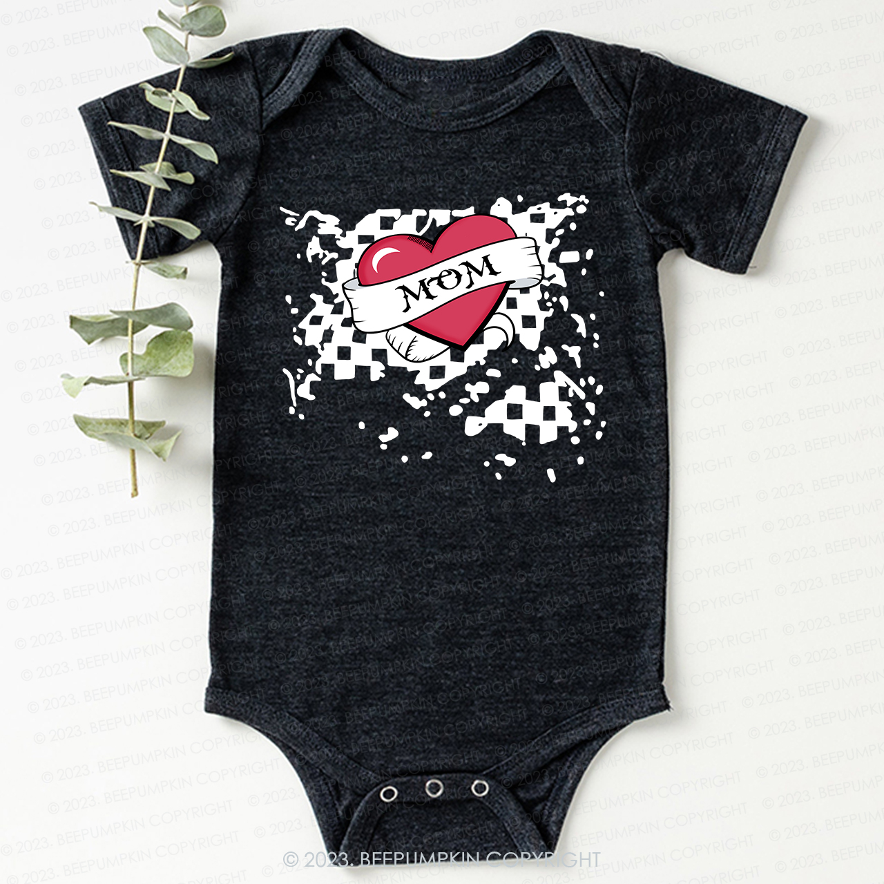 Mom Heart Trucker Bodysuit For Baby Valentines Day