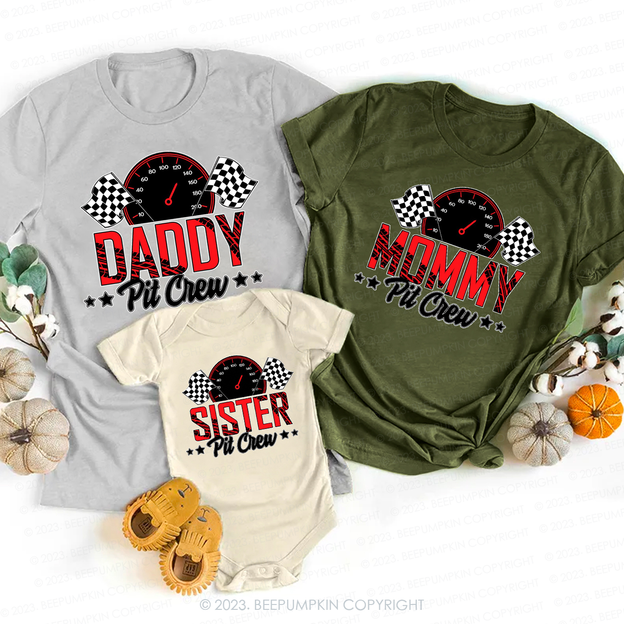 Personalized Family Pit Crew Race Car Matching Birthday Tees