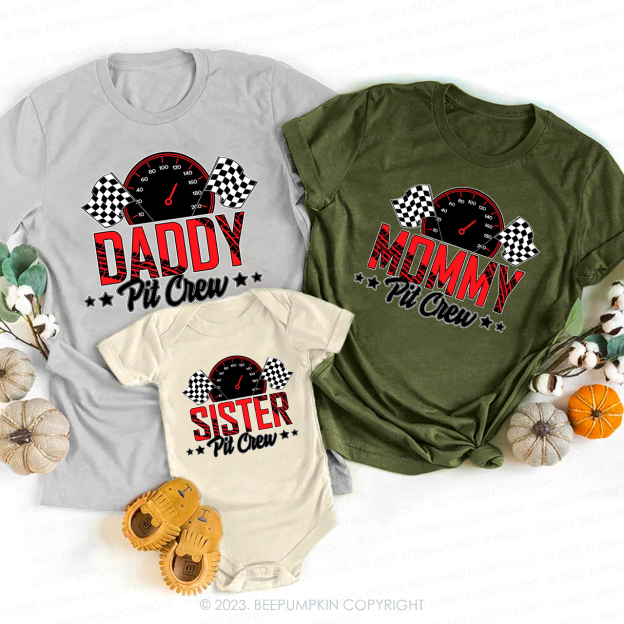 Personalized Family Pit Crew Race Car Matching Birthday Tees